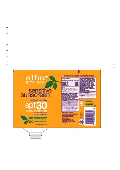 Tube Label (Alba Botanica Sensitive Sunscreen Ff Spf30 Tube Label)